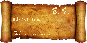 Büki Irma névjegykártya